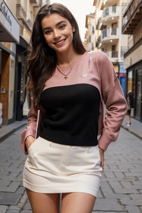 beautiful girl from Andorra dressed in designer clothes and smiling sexy