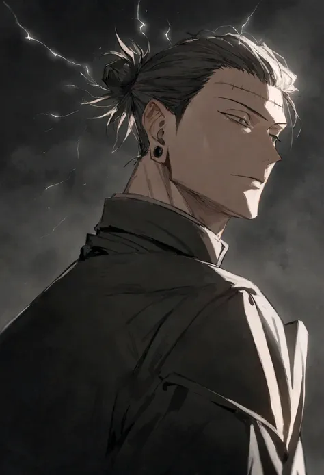 1 boy, men&#39;s center, satoru gojou,jujutsu kaisen、injury, electricity,, masterpiece, highest quality, so beautiful,