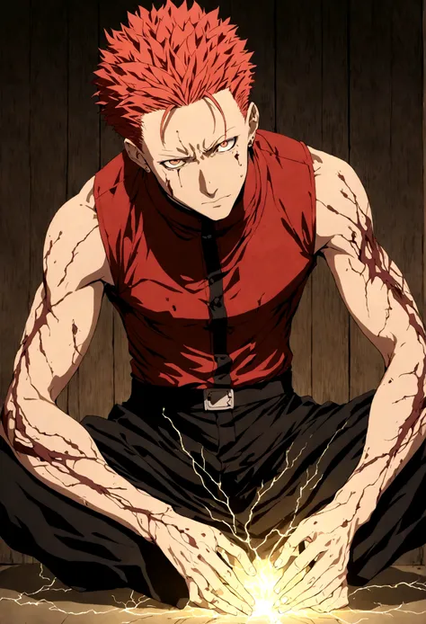 1 boy, Men&#39;s Center, Satoru gojou,Jujutsu Kaisen、Injury, electricity,, masterpiece, highest quality, so beautiful,