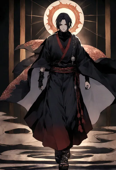 Enter the enigmatic world of Uchiha Itachi, a figure shrouded in mystery and complexity. Clad in his iconic cloak, the darkness seems to linger around him, hinting at the shadows of his past and the weight of his sacrifices. His piercing gaze betrays a dep...