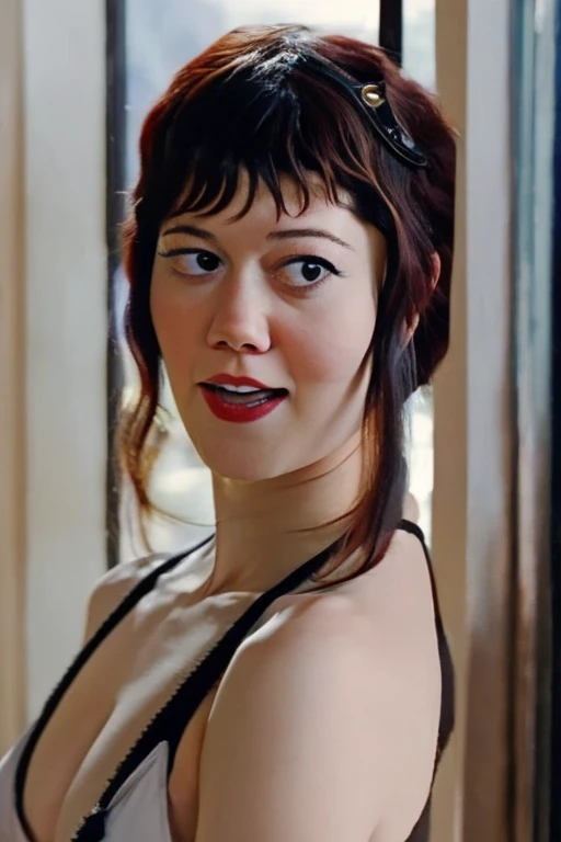 scantily clad MARY ELIZABETH WINSTEAD STANDING NEAR A WINDOW, DRIPPING WET HEAD TO TOE