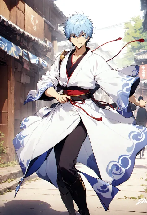 masterpiece, best quality, detailed, Gintama, Sakata Gintoki, outdoor,