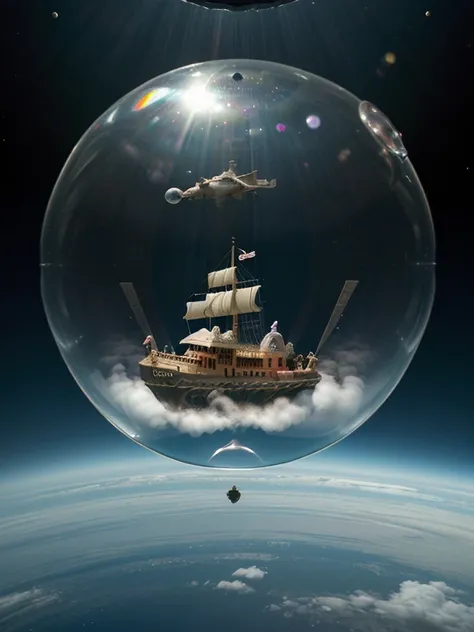 Noahs ark in the middle of a bubble flight