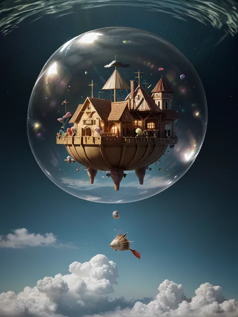 Noahs ark in the middle of a bubble flight