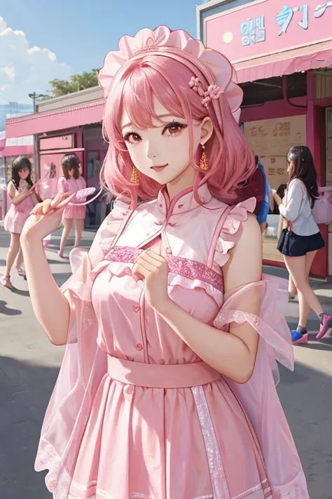 1 Arafad image of a group of Asian women posing for a photo，（pink color），cgstation trends，pink color皮膚，cgstation trends，pink color幫派肖像，January），ulzzang，（pink color），maid outfit, Trending on bbwchan, yanjun Chengt, Girls Generation, 淡pink color膚色 2 一群亞洲女性擺姿...