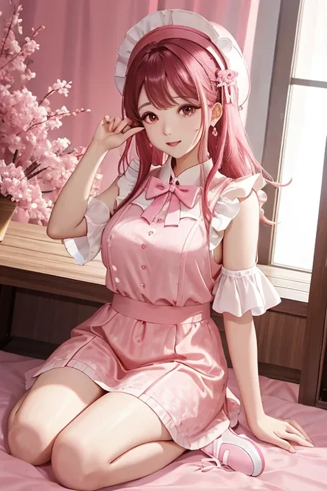 1 Arafad image of a group of Asian women posing for a photo，（pink color），cgstation trends，pink color皮膚，cgstation trends，pink color幫派肖像，January），ulzzang，（pink color），maid outfit, Trending on bbwchan, yanjun Chengt, Girls Generation, 淡pink color膚色 2 一群亞洲女性擺姿...