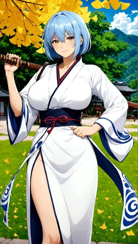 masterpiece, best quality, detailed, Gintama, 1 Girl, Ginko Sakata, Large Breasts, outdoor,