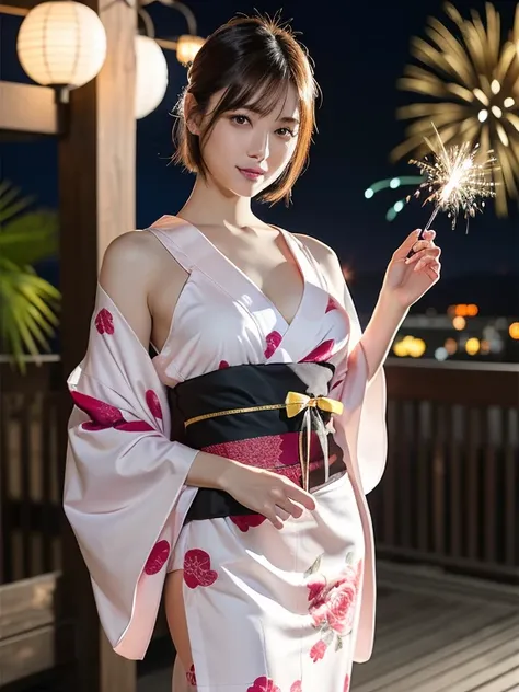 (Best quality: 1.5), (Realistic: 1.5), (1 person: 1.5), (Very detailed), (High resolution), 8k, shoot from below, (Japanese woman), (medium breasts), natural colored lips, cute smile, 20 year old girl, (beautiful and elaborate face), (perfect and beautiful...