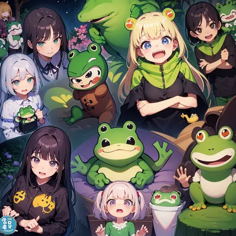 Set a little frog sticker expression，Various poses and expressions，Korean，Forest，Plush doll art，Exaggerated pose，hapiness，sad，cry，cute，anger，Expectations，laughing out loud，disappointment，Colorful