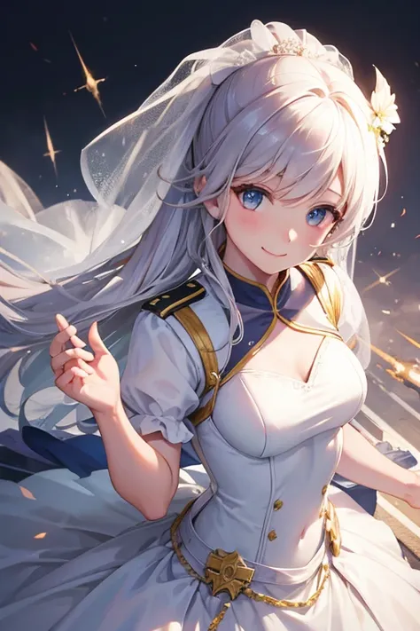 Pilot in a wedding dress,Wedding,destruction,{background:1.3 Her Mobile Weapon},smile,realistic,{perfection},{perfectionな顔},{{Super detailed}},{{masterpiece}},{{high quality}}