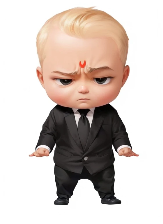 generate the ((Indian boss baby looking at viewer)), (((wearing blue shirt and black pant))), ((serious looking at viewer)), ((looking front viewer)), (((he showing thumb))), black hair, (((baby attitude, serious face))), detailed fingers, high quality ima...