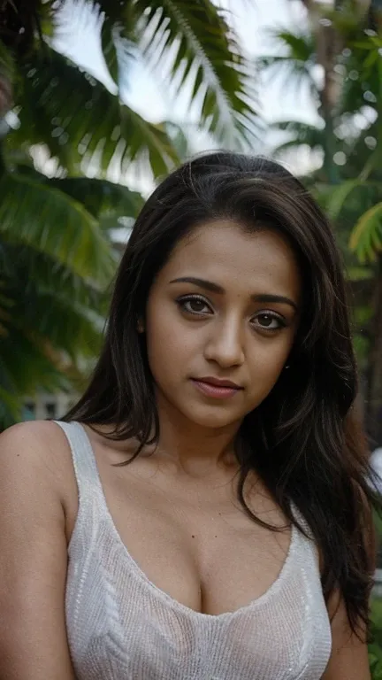 Trisha, face, trisha krishnan,trks woman, (closeup bodyshot),Best quality, masterpiece, ultra high resolution, tzhirt, 30 year old, average size, ((big cheeks)), fleshy, looking at viewer , selfie style