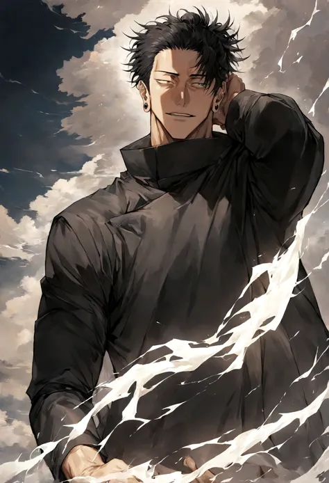 1 boy, Men&#39;s Center, Satoru gojou,Jujutsu Kaisen、Injury, electricity,, masterpiece, highest quality, so beautiful,、cool、、strongest、