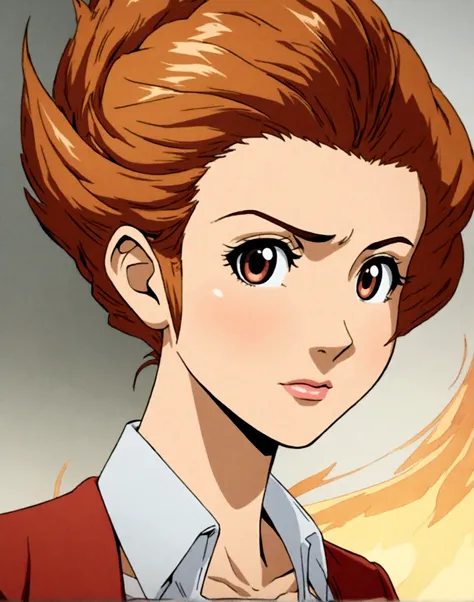 a woman in a low-cut dress with a worried expression on her face, anime beautiful woman, Phoenix Wright, avatar image, close-up of character portrait, beautiful woman, beautiful detailed face, Kentaro Miura manga art style, close-up of character art, anime...