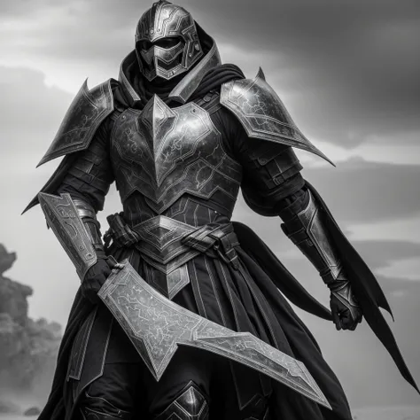 powerful big armor
masterpiece, highly detailed 8k photorealistic raw photography, best quality, low lighting and shadows
a man with futuristic spectral armor of black and white tones, surrounded by a mysterious and enigmatic aura, spectral background, whi...