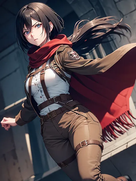 Hair: Mikasa has medium-length, straight black hair. Initially, her hair is longer, but she cuts it to chin-length for practicality during combat.
Eyes: She has gray eyes, which are often depicted as serious and intense.
Skin: Mikasa has a fair complexion....