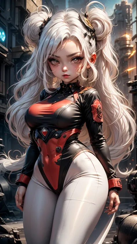 single,1woman((chibi:1.8),cute,kawaii,Little boy,(white hair:1.7),(very long hair:1.7),bumps,(ear(fluffy white Rabbit-ear):1.3), (red eye),big eye,beautiful bright eye,white skin color,big hair bow,(suit(combat suit, (very tight :1.5),(show body line:1.2),...