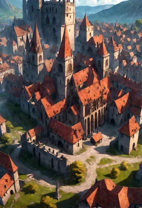 Baldurs gate worrior, bcak ground medieval city