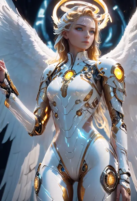 you have a mission!! task (((the most beautiful bionic angel in a perfectly tailored outfit in a given situation))), (give the s...