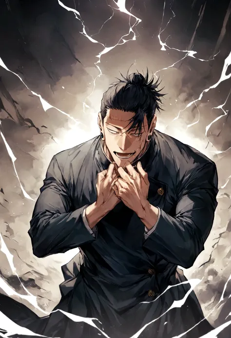 1 boy, Men&#39;s Center, Satoru gojou,Jujutsu Kaisen、Injury, electricity,, masterpiece, highest quality, so beautiful,、cool、、strongest、