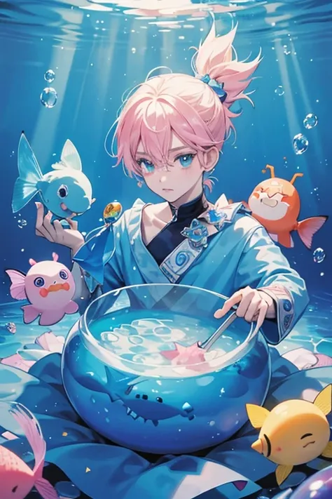 Kingyobatchi has a light-blue fishbowl-like head with a pale face, and wears a blue dress. There are orange fish and bubbles in the fishbowl. Starting from the Tamagotchi m!x, male Kingyobatchi keep the original colors while female Kingyobatchi now have a ...