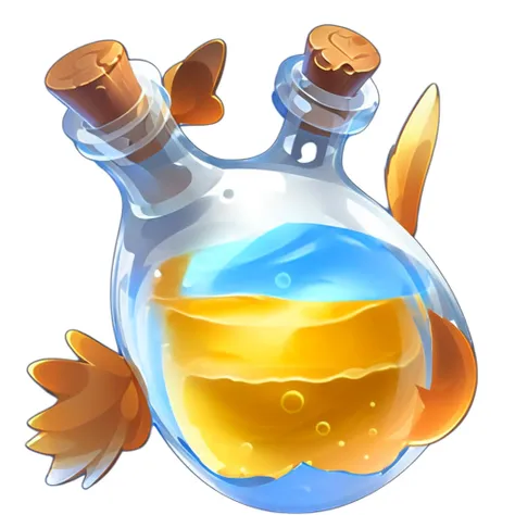 a bottle,gamebottle,no humans,still life,transparent,white background,reasonable structure,game icon,(2d ), Wings, Animals