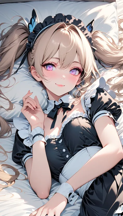 blonde twin-tailed maid girl,((masterpiece )), (highest quality), (highest quality), ((super detailed, 8k quality)), aesthetics,...