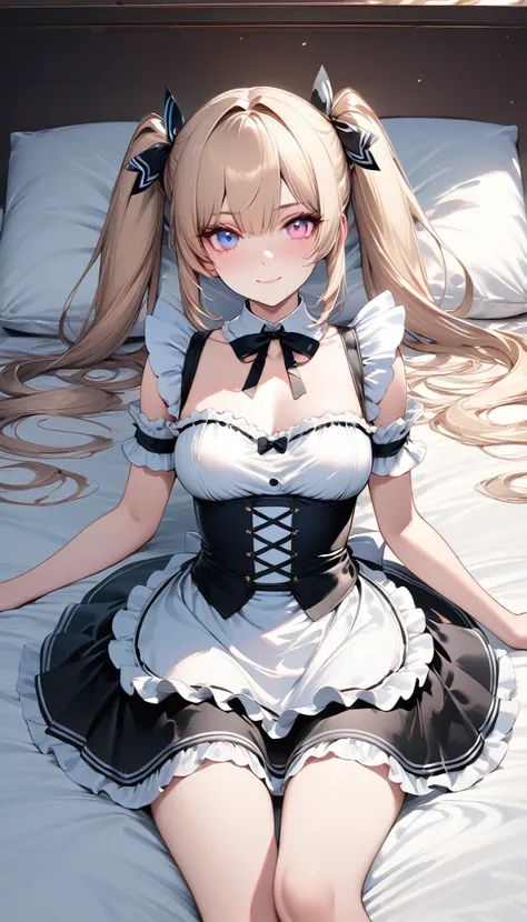 blonde twin-tailed maid girl,((masterpiece )), (highest quality), (highest quality), ((super detailed, 8k quality)), aesthetics,...