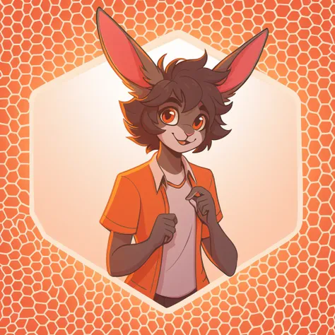 israfil in rabbit honeycomb art style with background