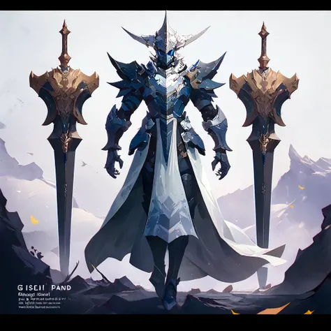 Anime-style artwork，Depicts a male knight holding two large swords, rossdraws Global Illumination, chengwei pan on artstation, Fantasy Paladin, author：Yang Jie, Beautiful Warframe fanart, g liulian art style, Popular topics on artstation pixiv, Epic Paladi...