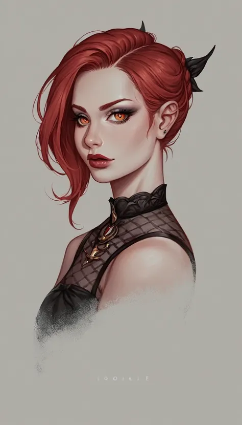 score_9, score_8_up, score_7_up, score_6_up, colorful, dynamic angle, bad girl, young, cute face, asian, standing, a gothic girl with pierced nose, ((red hair, villainess)) intense eyes, detailed face, beautiful detailed lips, extremely detailed facial fea...