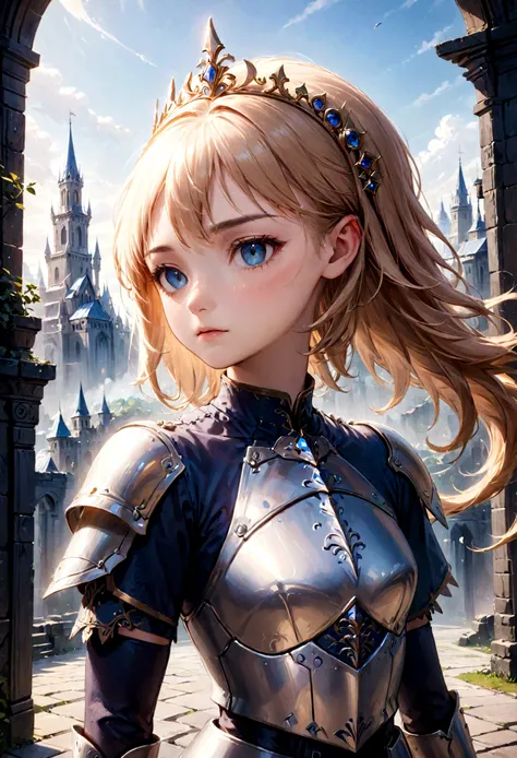 ((Masterpiece)), (Best Quality), (Cinematic),(extrem detailliertes CG Unity 8k-Hintergrundbild), ((upper body with hand)), 1/2 portrait,(with visible hand)1girl, fit, small breasts, a stunning beautiful elf warrior princess who looks dreamy in her a beauti...