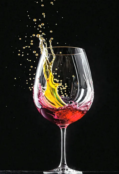 explosion of a wine glass, black background