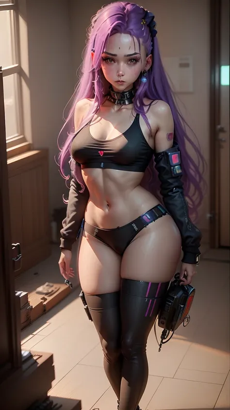 ((Highest quality)), ((masterpiece)), (Highly detailed:1.3), 3d, Beautiful (cyberpunk:1.3) Female hacker with thick voluminous hair working with a computer terminal, computer server, screen LCD, fiber optic cable, corporate logo, HDR (high dynamic range), ...