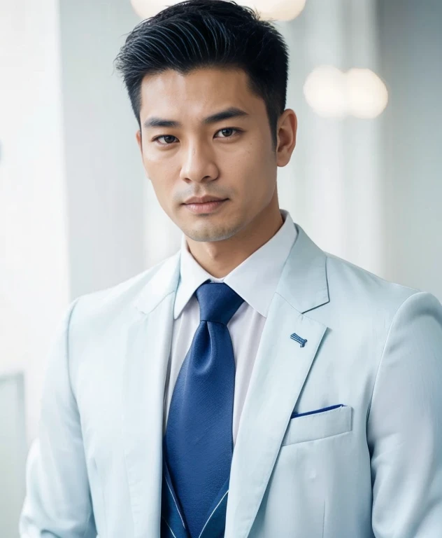 Asian man, 35 years old, handsome, dark green, expensive silk shirt,