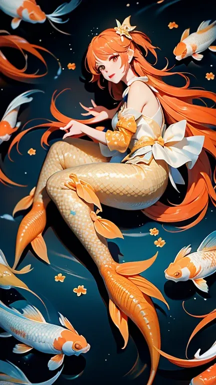 Fishtail Mermaid，Big koi，Lots of koi，Koi fish of different colors and styles、Four white koi，Polka dot five color koi、Orange Gold Koi、Red and white koi、Minghai light yellow koi，Peach Blossom，Hijo Koi