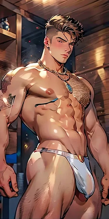 masterpiece, ((masterpiece)), Best quality, complex parts, expressive eyes, perfect face, detailed face, Highly detailed and fine figurine, ultra-realistic, detailed body, detailed pectoral muscles, ((Male focus)), detailed muscles, convex, не носить топы ...