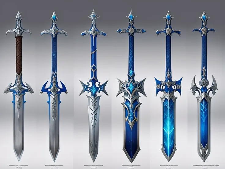 Various designs, sword design, Fantasy Sword, epic fantasy weapon art, Weapon concept art, Big sword, Fantasy RPG Weapon Art, beautiful sword, Weapon design, Fantasy Sword of warrior, Detailed concept art, Various color designs