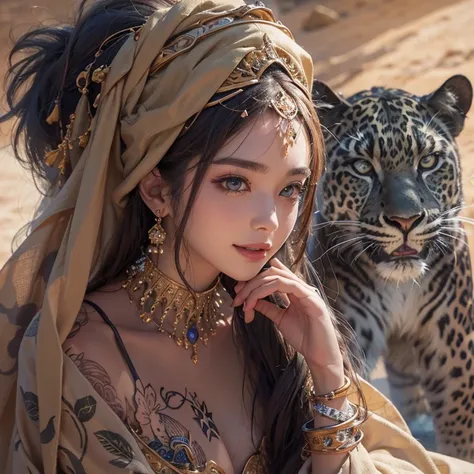 Hiding in the desert、Hair flow、 ((highest quality、masterpiece、8k、Best image quality、Ultra-high resolution、Award-winning works)、(Accurate anatomy:1.1)、(Look at me and smile:1.1)、Shining fair skin with Ultra-high resolution、The most detailed face、Ultra-high ...