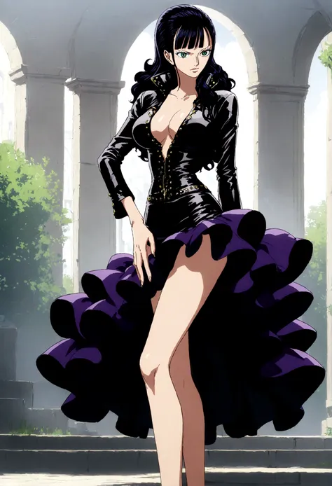 one piece world, nico robin, bad girl style, gorgeous dress, sharp eyes, domineering posture, high-quality rendering