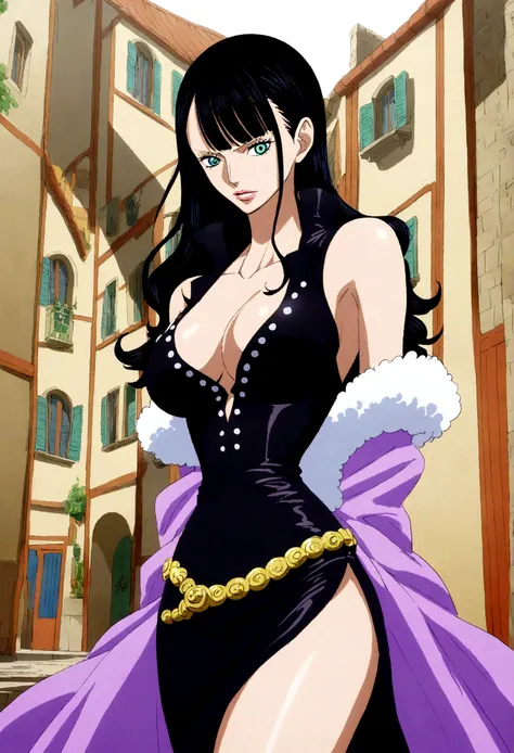 one piece world, nico robin, bad girl style, gorgeous dress, sharp eyes, domineering posture, high-quality rendering