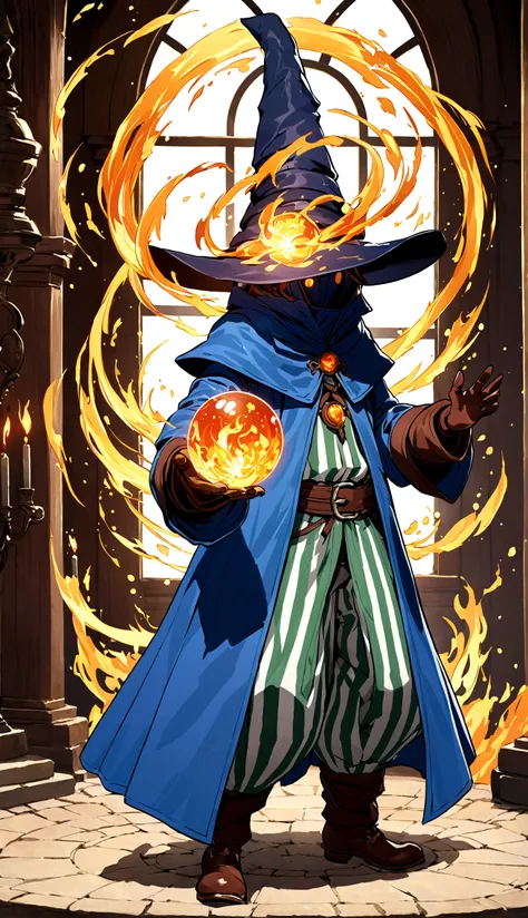 black mage，anatomical correct，casting magic fire ball