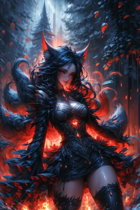 oscuro y desgarrado, ((alone 1 dark malevolent woman of the underworld evil smile, ojos entrecerrados:1.3)), hermoso cuerpo musc...