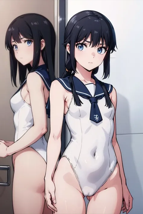 (( Fleet Collection、Kantai Collection、Yao、standing,multiple views)),((whole body、whole body,Small sailor suit))、18-year-old、woman,whole body写真, ((white background))) 、Best image quality, high quality, The background is clear，きれいなwoman, Japanese, detailed, ...