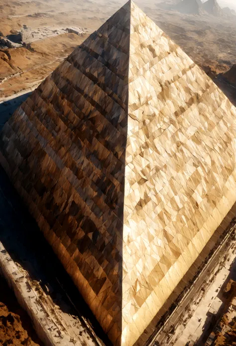 a majestic pyramid with smooth, sleek, modern surface, futuristic and minimalist architectural design, cinematic camera angle, award-winning 3d render, photorealistic, highly detailed, intricate details, hyperrealistic, 8k, best quality, masterpiece