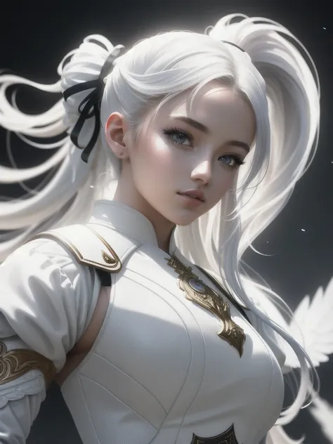 masterpiece, Ultra-detailed photography of a gorgeous humanoid dragon male, 1 Girl, (((21 year old girl))), perfectly drawn face, Wearing luxurious white armor, Luxury gloves, 8k resolution, Reality, Ultra-high quality, Gorgeous detailed background, 32k, L...