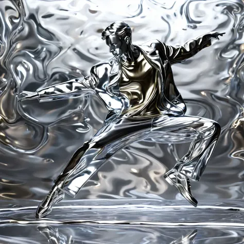 (masterpiece, best quality:1.2), liquid metal, dancing guy