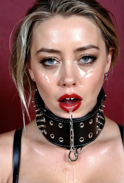  (Amber Heard, bdsm, bondage, muzzle covering mouth, drool dripping, drool dangling, breathplay) cleavage, 8k, drool on chest, drooling, realistic, dripping wet, medium breasts, drool all over face, corset, perfect body, smooth skin, pleading eyes, lots of...