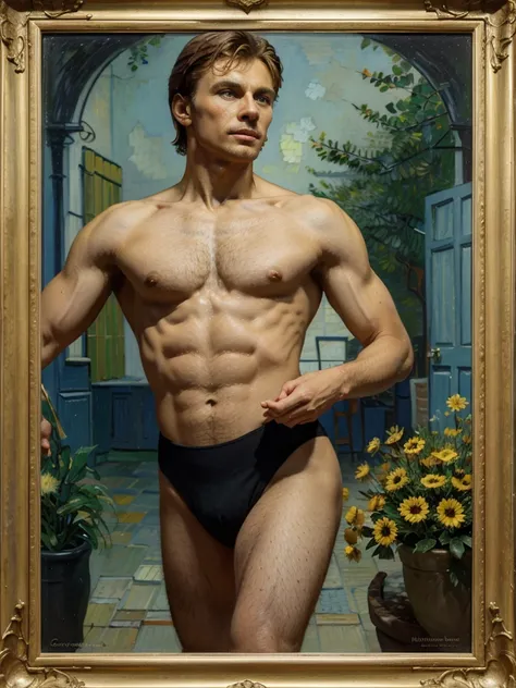 oleo al relieve de Rudolf Nureyev contemporaneo estilo Vincent Van Gogh