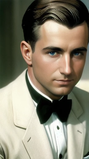 color photo  Abramowicz men 20 years old, short hair focus on the character face, color photo.